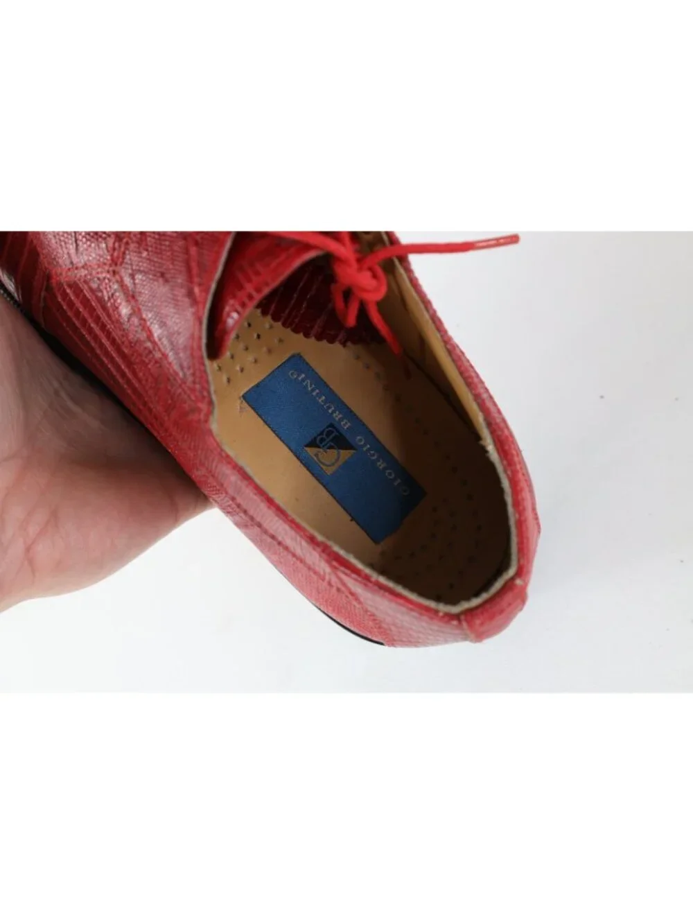 Vtg Streetwear Mens Size 12 Snakeskin Alligator Print Leather Dress Shoes Red